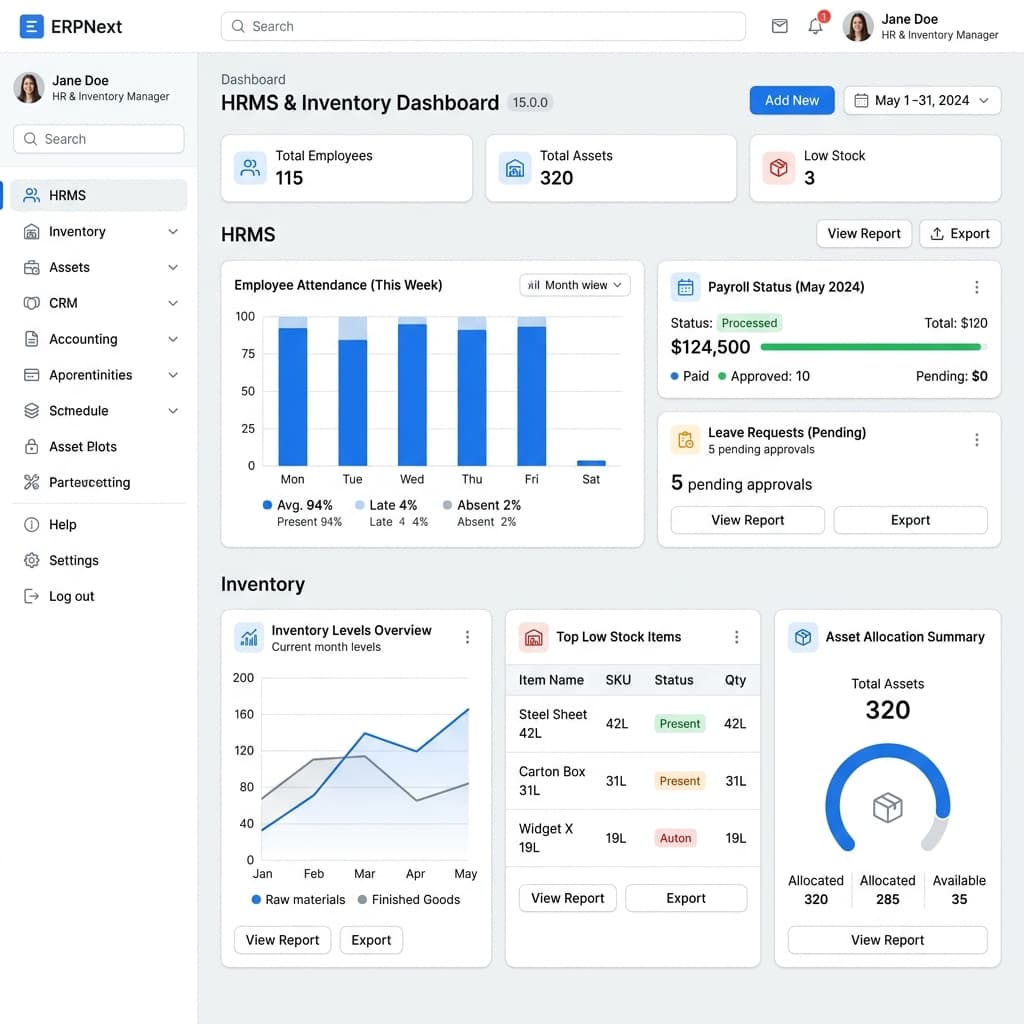 ERPNext HRMS & Inventory Implementation